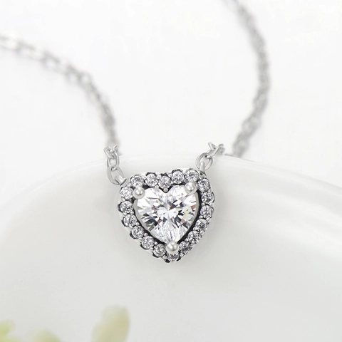 Herz Anhänger Halskette 925 Sterlingsilber Zirkonia Elegante Mode Schmuck Geschenk Für Frauen Zierlicher Funkelnder Stil