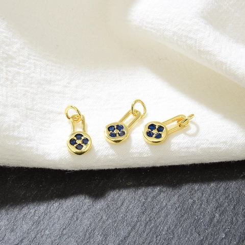 Mini Ciondoli Lucchetto Fiore Rame Placcato Oro 18K Zircone Colorato Pendenti Rettangolari Per Creazione Gioielli DIY