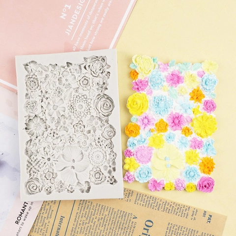 Flower Silicone Mold Rectangular 3D Floral Pattern For DIY Resin Craft Fondant Chocolate Soap Making Handcrafted
