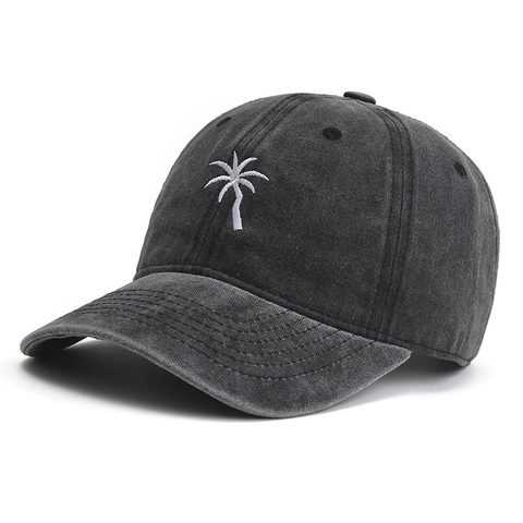 Berretto Da Baseball In Cotone Lavato Palma Ricamata Protezione Solare Outdoor Casual Unisex Retrò