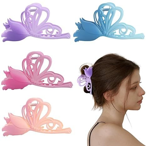 Pince À Cheveux Tulipe Papillon Dégradé Mat Grande Pince À Cheveux Élégante Accessoires De Coiffure Pour Femmes Filles