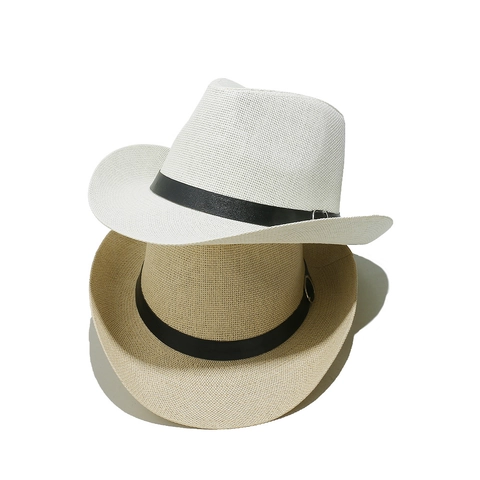 Vintage Stroh Fedora Hut Herren Sommer Strand Sonnenschutz Papier Gewebt Panama Jazz Hut Mit Gürtelschnalle
