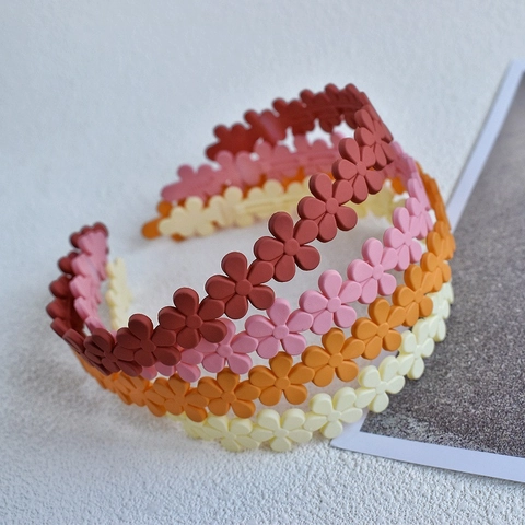 Blumen Haarreif Matt Acryl Floral Stirnband Hohl Rutschfeste Zähne Süßer Haarschmuck Für Damen Mädchen