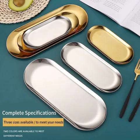 Vassoio Portaoggetti Ovale In Acciaio Inossidabile Lucidato A Specchio Stile Nordico Piatto Decorativo Per Gioielli E Snack