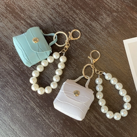 Portachiavi Mini Borsa Motivo Coccodrillo Pelle PU Con Cinturino Di Künstliche Perle Fascino Per Borsa Moda Per Donne Ragazze