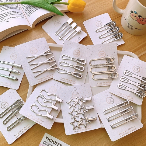 Pinces À Cheveux En Métal Argenté Géométrique Creux Pinces À Cheveux Latérales Style Y2K Accessoires De Cheveux Pour Femmes Filles