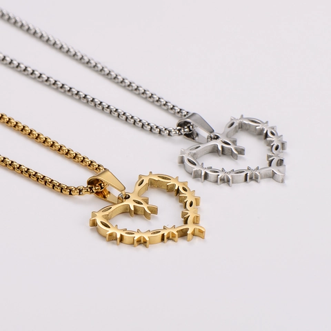 Collana Con Pendente A Cuore Di Spine Acciaio Inossidabile 304 Gotico Punk Hip Hop Gioielli Regalo