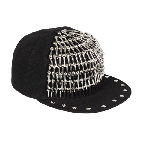 Punk Baseball Cap Black Cotton Canvas With Metal Spikes And Rivets Adjustable Snapback Hip Hop Rock Goth Unisex