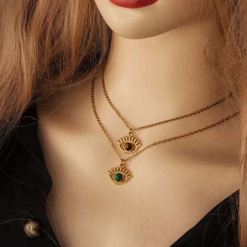 Evil Eye Pendants Stainless Steel Natural Stone 18K Gold Plated Bohemian DIY Jewelry Making Accessories For Necklaces