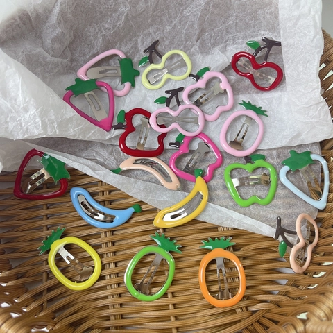Pinces À Cheveux Fruits Mignonnes Fraise Cerise Ananas Métal BB Clips Pour Enfants Filles Accessoires Cheveux Kawaii
