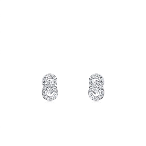 S925 Sterlingsilber Geometrische Ineinandergreifende Doppelring Ohrstecker Mikro Eingelegtes Zirkonia Mode Damen Schmuck
