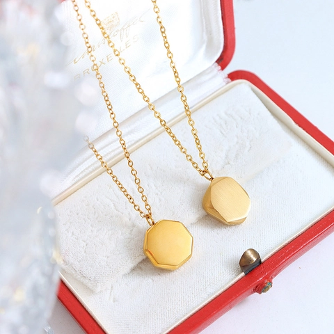 Geometrische Anhänger Halskette Titanstahl 18K Vergoldet Gebürstet Matt Minimalistischer Schmuck Für Damen