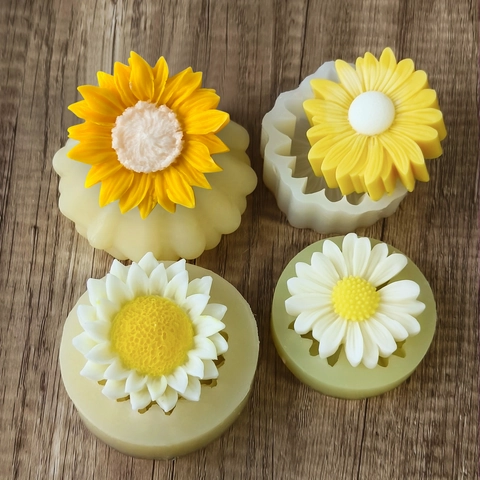 3D Sunflower Daisy Flower Silicone Mold For DIY Handmade Candle Soap Plaster Aromatherapy Diffuser Stone Crafting Tool