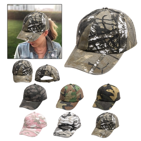Gorra De Béisbol Camuflaje Algodón Ajustable Protección Solar Aire Libre Retro Deporte Sombrero Para Mujeres