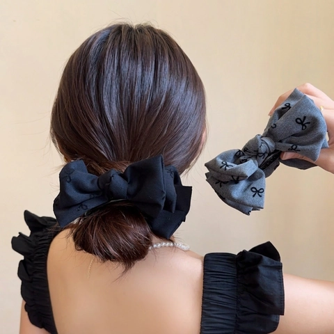 Pinces À Cheveux À Nœud Papillon Et Griffes Et Chouchous Tissu Broderie Style Français Vintage Pour Femmes