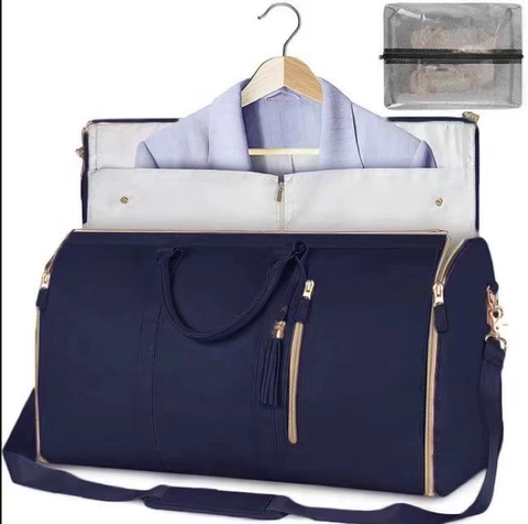 Convertible Garment Bag For Travel PU Leather Large Capacity Multifunctional Duffle Bag With Shoulder Strap For Suits