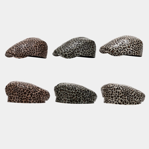 Boina De Cuero PU Con Estampado De Leopardo Gorra Plana Vintage Para Mujer Moda Callejera Sombrero De Pintor Otoño Invierno