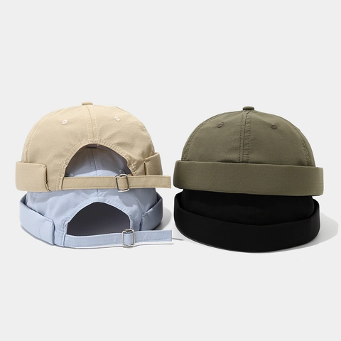 Men Docker Hat Ripstop Polyester Quick Dry Breathable Brimless Cap Adjustable Minimalist Casual Beanie