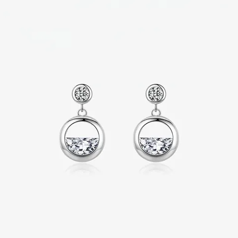 Orecchini Tondi Geometrici Irregolari Argento Sterling 925 Con Zirconia Cubica Gioielli Di Moda Per Donna