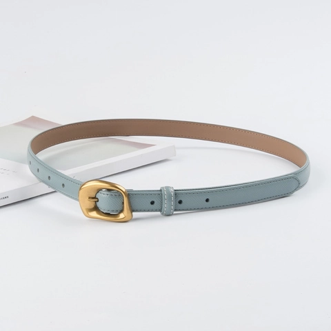 Dames Echt Lederen Dunne Riem Mode Goud Onregelmatige Organische Gesp Tailleband Voor Jeans Jurk Woon-werkverkeer Dames Accessoires