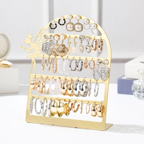 Earring Organizer Stand Metal Fairy Silhouette Desktop Stud Jewelry Display Holder