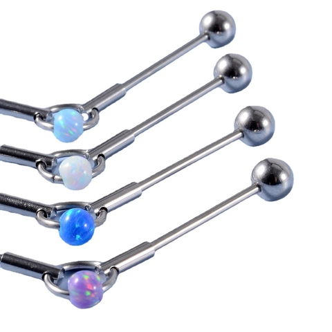 Orecchini Barbell Industriale in Acciaio Inossidabile Titanio G23 Con Opale Artificiale Gioielli per Piercing Donna Uomo