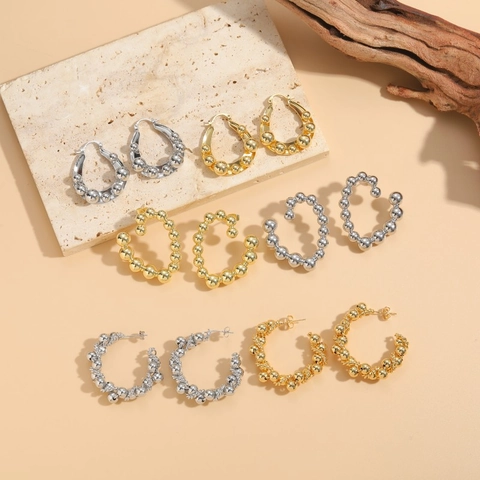 Orecchini A Cerchio Con Perle Di Rame Irregolari Per Donna Placcati In Oro 14K Gioielli Di Moda