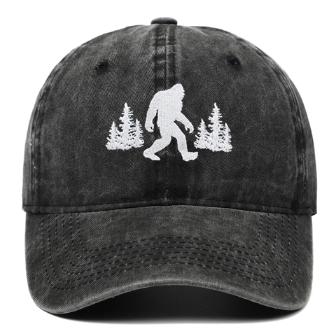 Bigfoot Stickerei Gewaschene Baumwolle Baseballkappe Vintage Verstellbare Denim Papa Hut Outdoor Sport Sonnenschutz Casual Unisex
