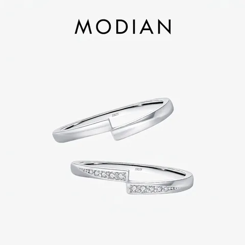 Minimalistischer 925 Sterling Silber Ring Für Frauen Geometrisch Verstellbar Offenes Band Schmuck Mit Zirkonia Glänzend Elegant