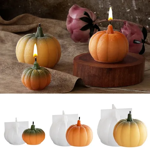Molde De Silicona De Calabaza 3D Para Hacer Velas DIY Yeso Jabón Artesanía Halloween Decoración Otoño