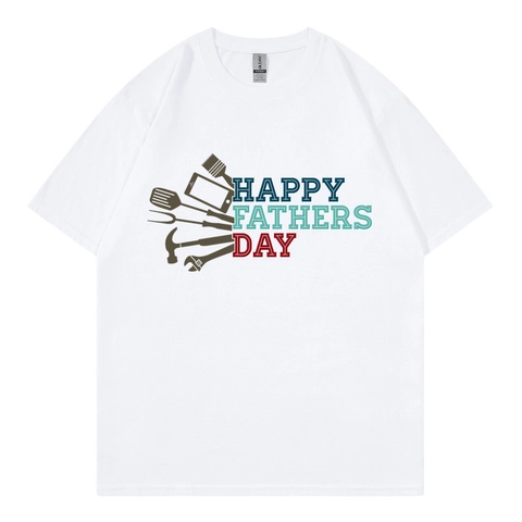 T-Shirt Homme Manches Courtes Pur Coton Happy Father Day Imprimé Lettres Col Rond Décontracté Été Haut Graphique