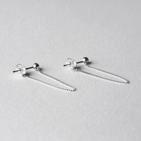 Orecchini A Lobo Minimalisti Con Catena A Goccia Con Perno In Argento Sterling 925 Gioielli Eleganti