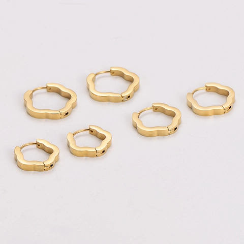 Wellenförmige Blumenform Creolen 304 Edelstahl 18K Vergoldet Poliert Modeaccessoire Schmuck Für Damen