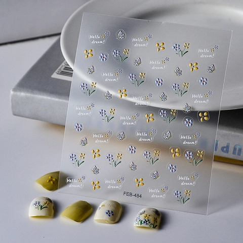 5D Relief Flower Butterfly Nail Stickers Waterproof DIY Manicure Decals Floral 3D Elegant Decorative Nail Art For Women