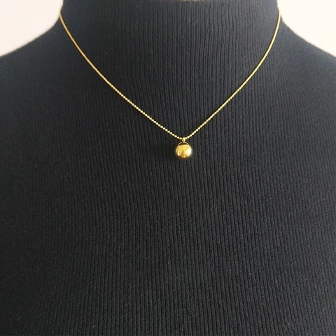 Minimalist Titanium Steel Gold Plated Smooth Round Ball Pendant Necklace For Women Elegant Bead Chain Jewelry Gift