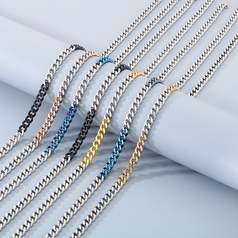 Cubaanse Schakelketting En Armband Roestvrij Staal Tweekleurig Color Block Hip Hop Streetwear Sieraden Voor Heren Dames