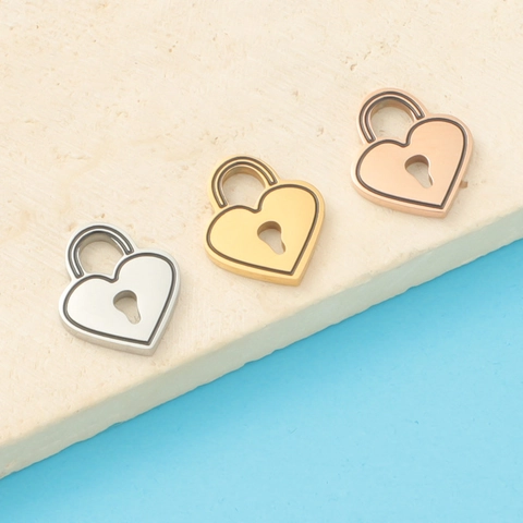 Heart Padlock Pendant Charms Stainless Steel Mirror Polished Lock For DIY Necklace Bracelet Jewelry Making Accessories