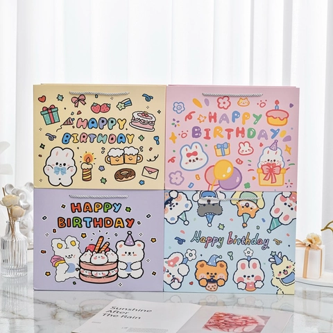 Borsa Regalo Compleanno Cartone Animato Carino Sacchetto Con Manico Per Festa Bambini Fornitura Colorato Novità