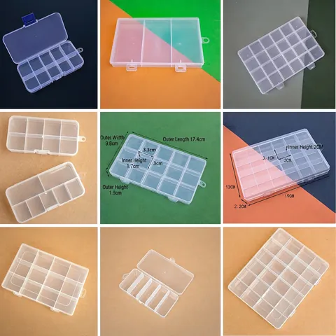 Scatola Di Immagazzinaggio In Plastica PP Trasparente Scomparti Multigriglia Organizzatore Per Perle Di Gioielli Con Fibbia Del Coperchio Portatile