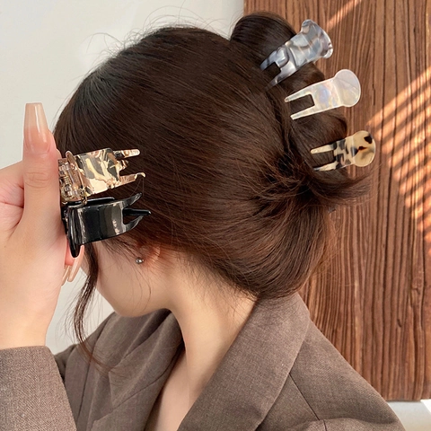 Small Acetate Hair Claw Clip Marble Pattern Iridescent Shark Hairpin Barrettes Styling Accessories For Women Girls
