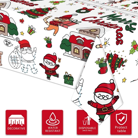 Tovaglia Da Colorare Di Natale Usa E Getta Impermeabile DIY Pittura Cartoni Animati Babbo Natale Renna Decorazione Bambini