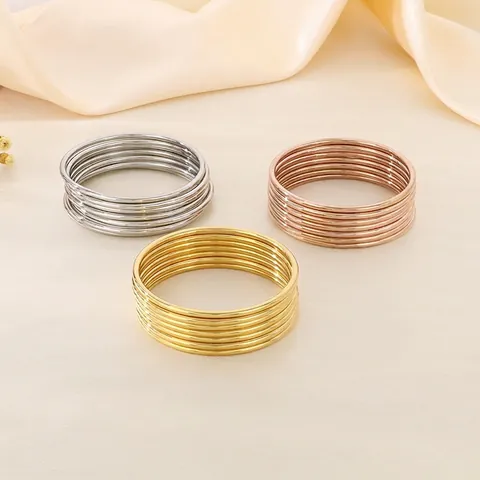 Minimalistischer Polierter Edelstahl Armreif Stapelbare Kreisförmige Armbänder Für Frauen Modeschmuck