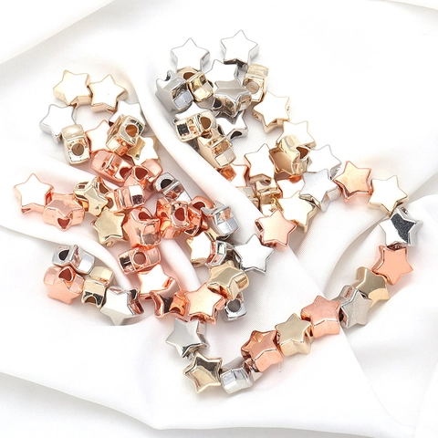 Cuentas Espaciadoras De Plástico CCB En Forma De Estrella Acabado Metálico Galvanizado Para Hacer Joyas Bricolaje Pulseras
