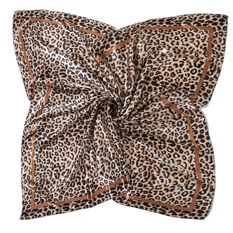 Satin Square Scarf Leopard Print Striped Headscarf For Women Fashion Satin Like Neck Wrap Shawl Hijab Accessories