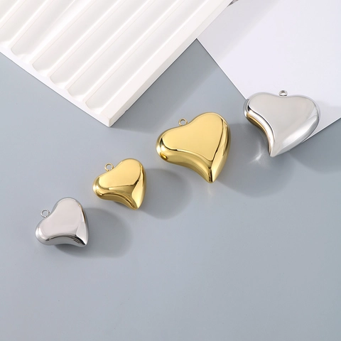 Colgante Corazón Hueco 3D Acero Inoxidable Pulido Espejo Dije Para DIY Creación De Joyas Collar Romántico Minimalista