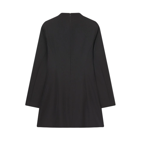 Women Long Sleeve Mini Dress Polyester Cutout Neckline Bodycon Slim Fit With Metal Buckles Solid Color Chic Clubwear