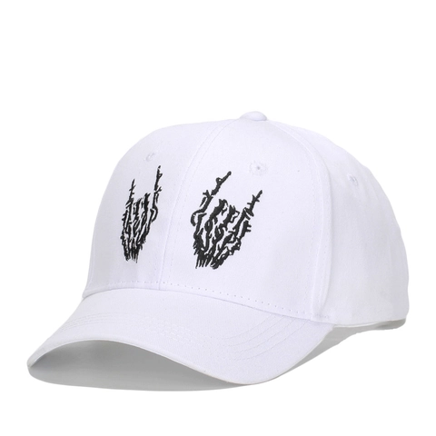 Skeleton Hand Gesture Embroidery Cotton Baseball Cap Adjustable Rock Punk Style Sun Hat For Men Women