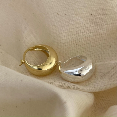 Créoles Goutte Deau Épaisses Argent Fin 925 Poli Minimaliste Géométrique Bijoux Pour Femmes