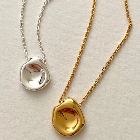 Collana In Argento Sterling 925 Con Ciondolo A Disco Concavo Organico Irregolare Gioielli Minimalisti Per Donna