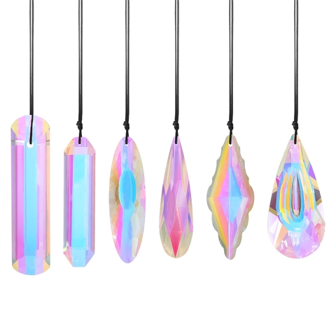 Crystal Suncatcher Prism Pendant AB Color Rainbow Maker Hanging Ornament For Window Garden Decoration Iridescent
